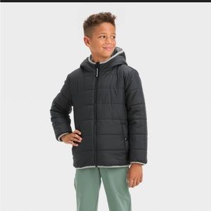 Kid’s reversible puffer jacket, fleece lined